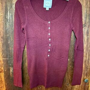 Old Navy Deep Red Ribbed Top